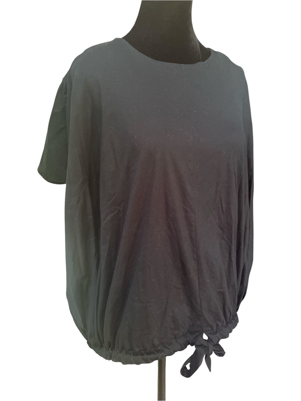 COS Black Boxy Drawstring Waist Top Size XS Minimalist Laggenlook Short Sleeve